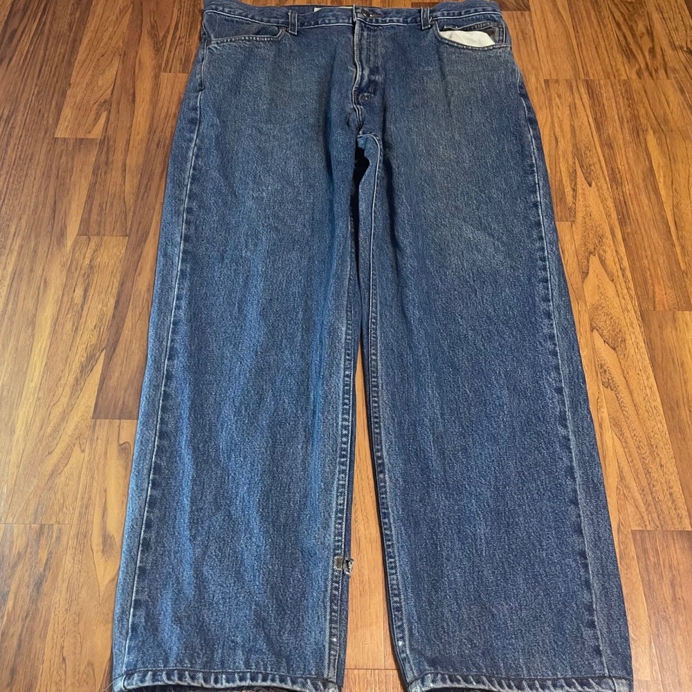 Harley Davidson Mens 40x34 Relaxed Straight Leg Blue Denim Jeans Distressed Moto